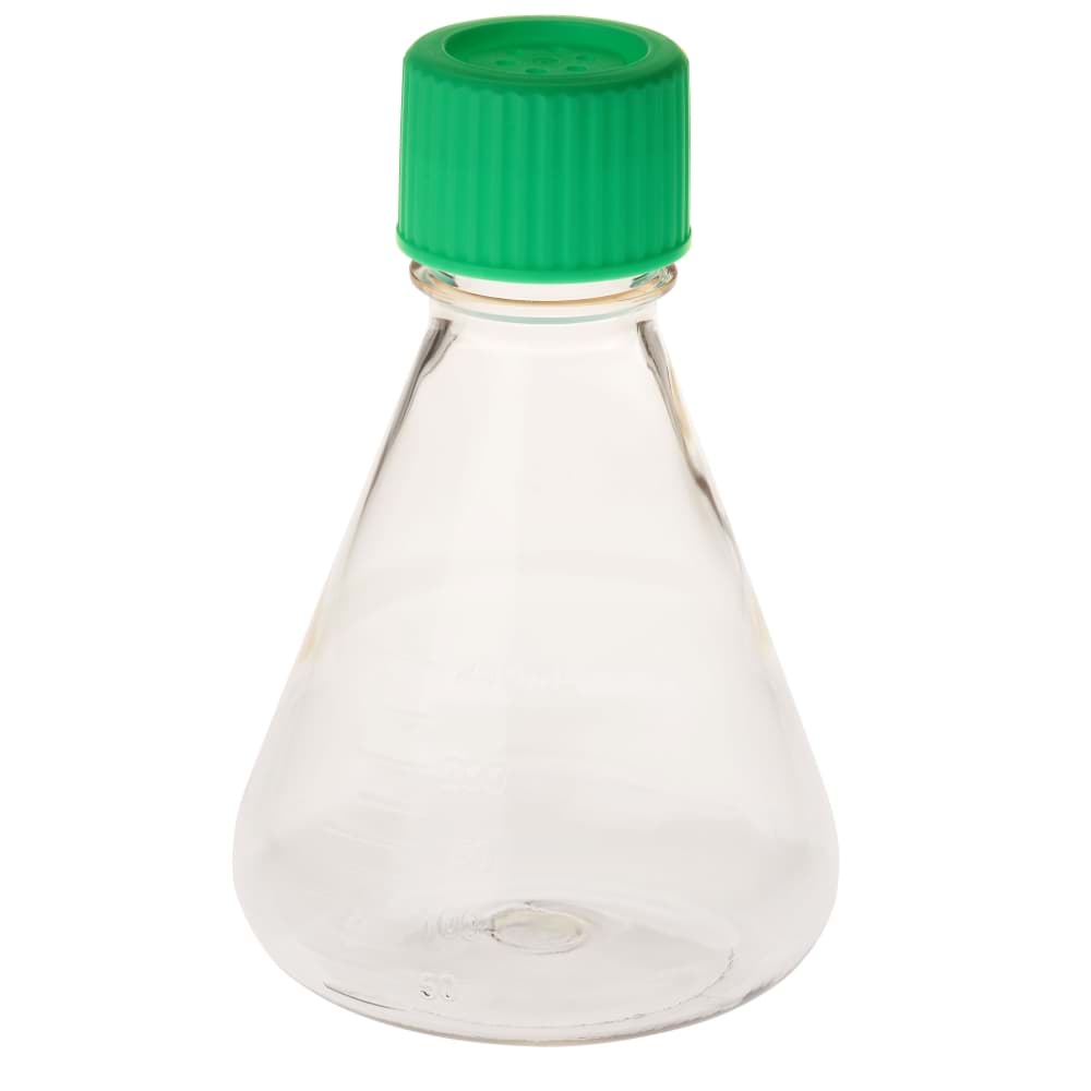 Picture of CultureStar 250 mL Erlenmeyer Flask, Vent Cap, Plain Bottom, Polycarbonate, Sterile - 12